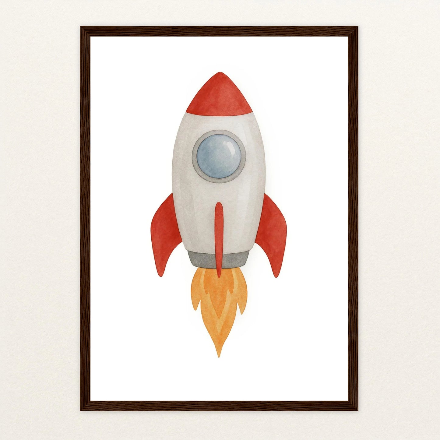 Rakete Poster mit Holzrahmen von tinylearner