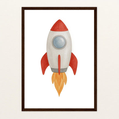 Rakete Poster mit Holzrahmen von tinylearner