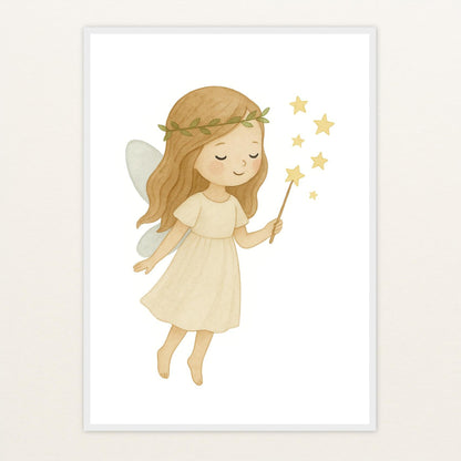 Fina die Fee Poster mit Holzrahmen von tinylearner