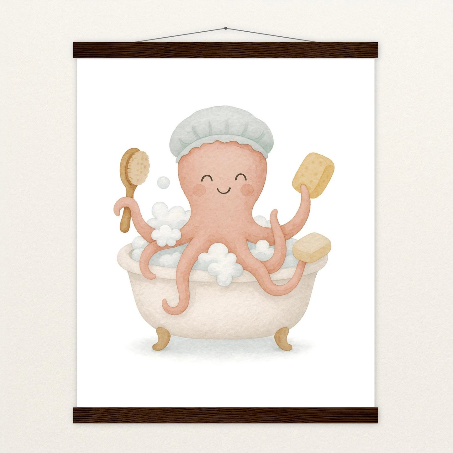 Tilli der Tintenfisch - Motiv: "Baden" Poster mit Leisten von tinylearner