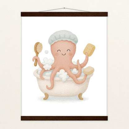 Tilli der Tintenfisch - Motiv: "Baden" Poster mit Leisten von tinylearner