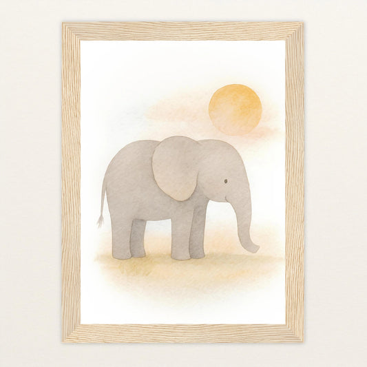 Emil der Elefant - Motiv: "Sonne" Poster mit Holzrahmen von tinylearner