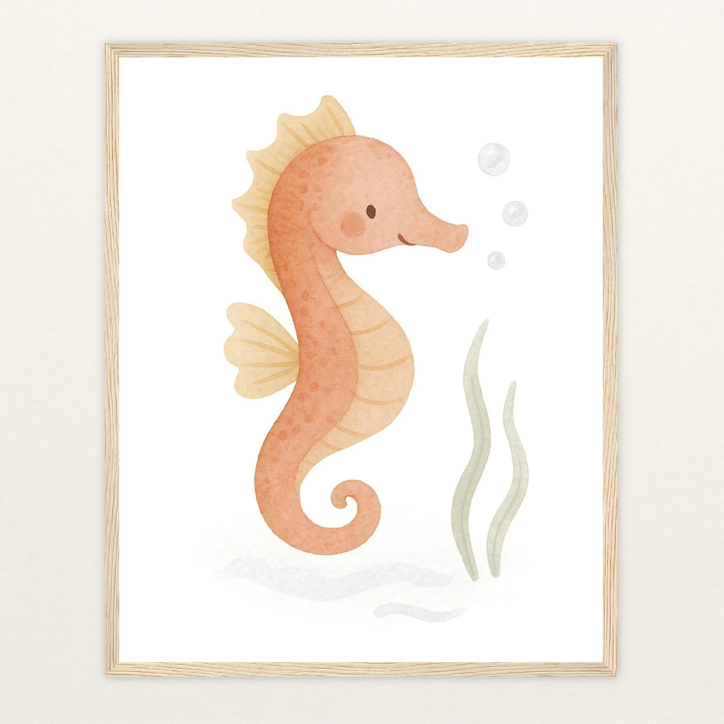 Suri das Seepferdchen Poster mit Holzrahmen von tinylearner