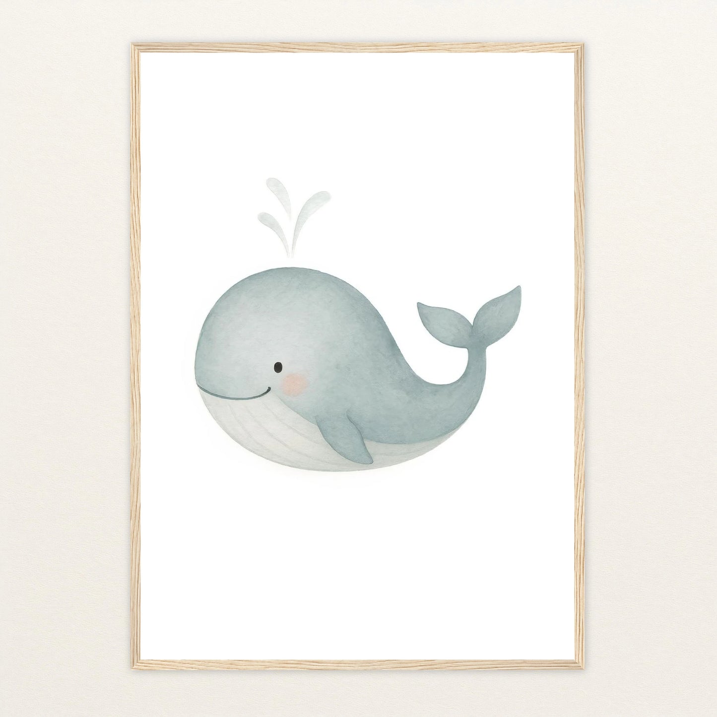 Willi der Wal Poster mit Holzrahmen von tinylearner