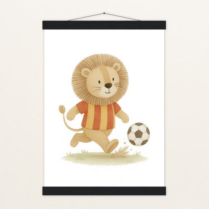 Leo der Löwe - Motiv: "Fußball" Poster mit Leisten von tinylearner