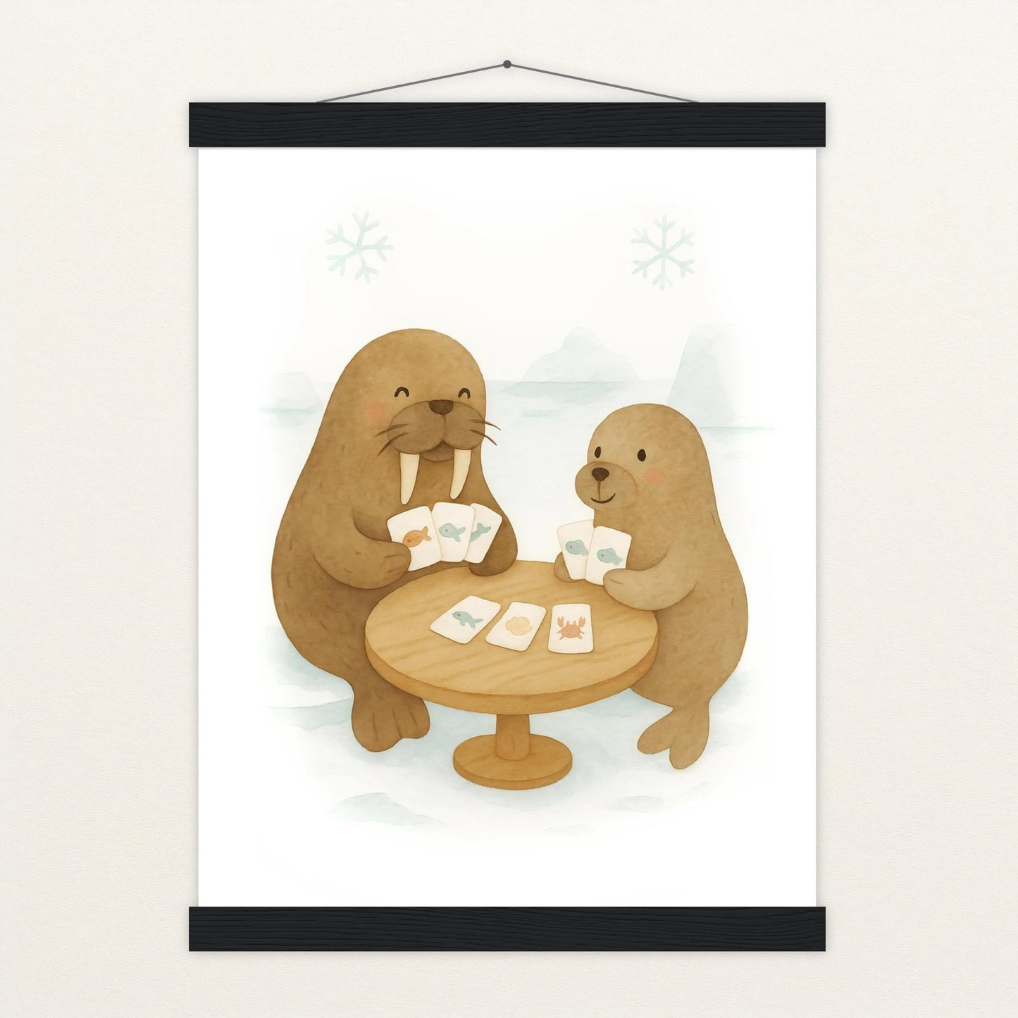 Wally das Walross - Motiv: "Kartenspiel" Poster mit Leisten von tinylearner