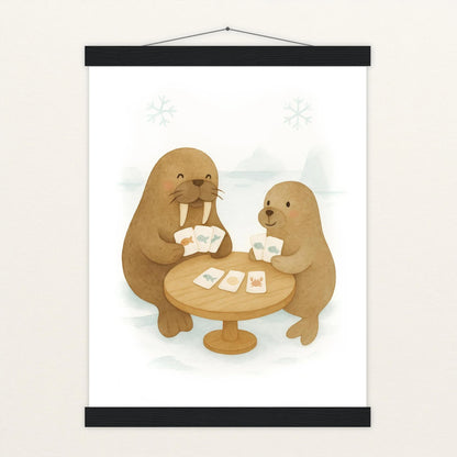 Wally das Walross - Motiv: "Kartenspiel" Poster mit Leisten von tinylearner