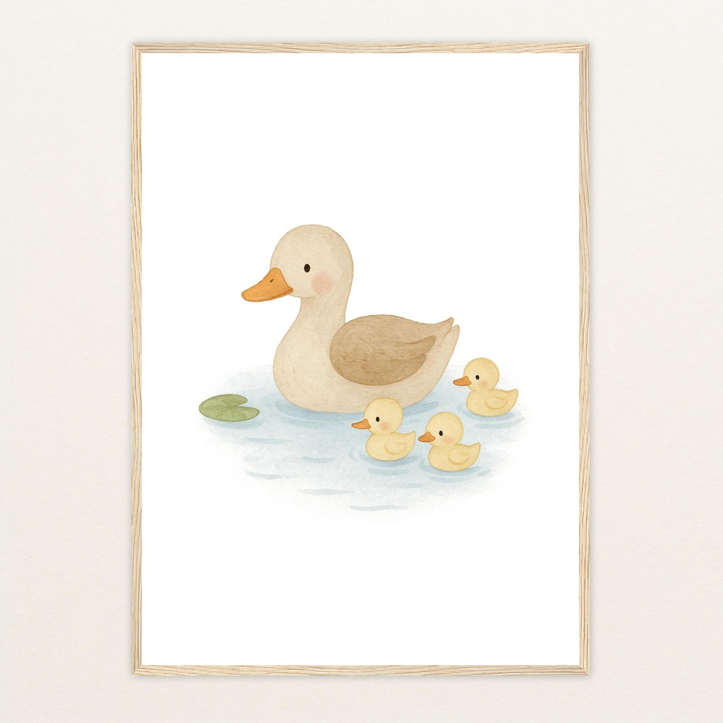 Gusi die Gans - Motiv: "Teich" Poster mit Holzrahmen von tinylearner