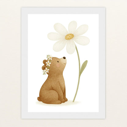Balu der Bär - Motiv: "Gänseblümchen" Poster mit Holzrahmen von tinylearner
