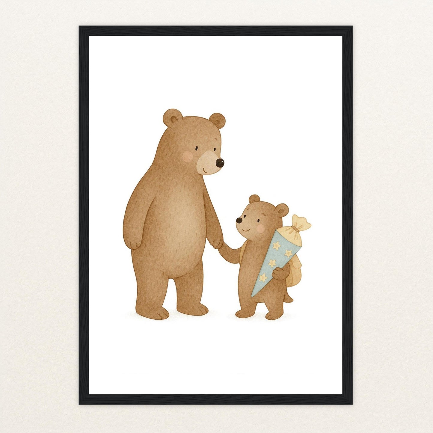 Balu der Bär - Motiv: "Schultüte" Poster mit Holzrahmen von tinylearner