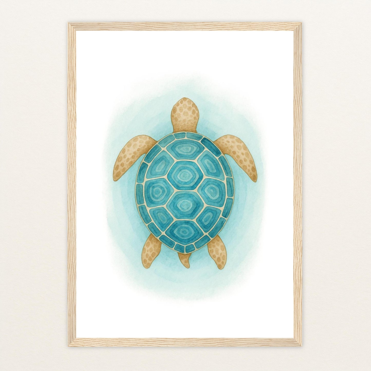 Sora die Schildkröte - Motiv: "Treiben" Poster mit Holzrahmen von tinylearner