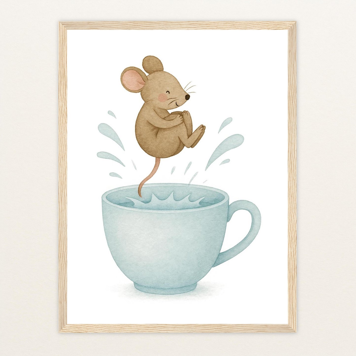 Mimi die Maus - Motiv: "Pool" Poster mit Holzrahmen von tinylearner