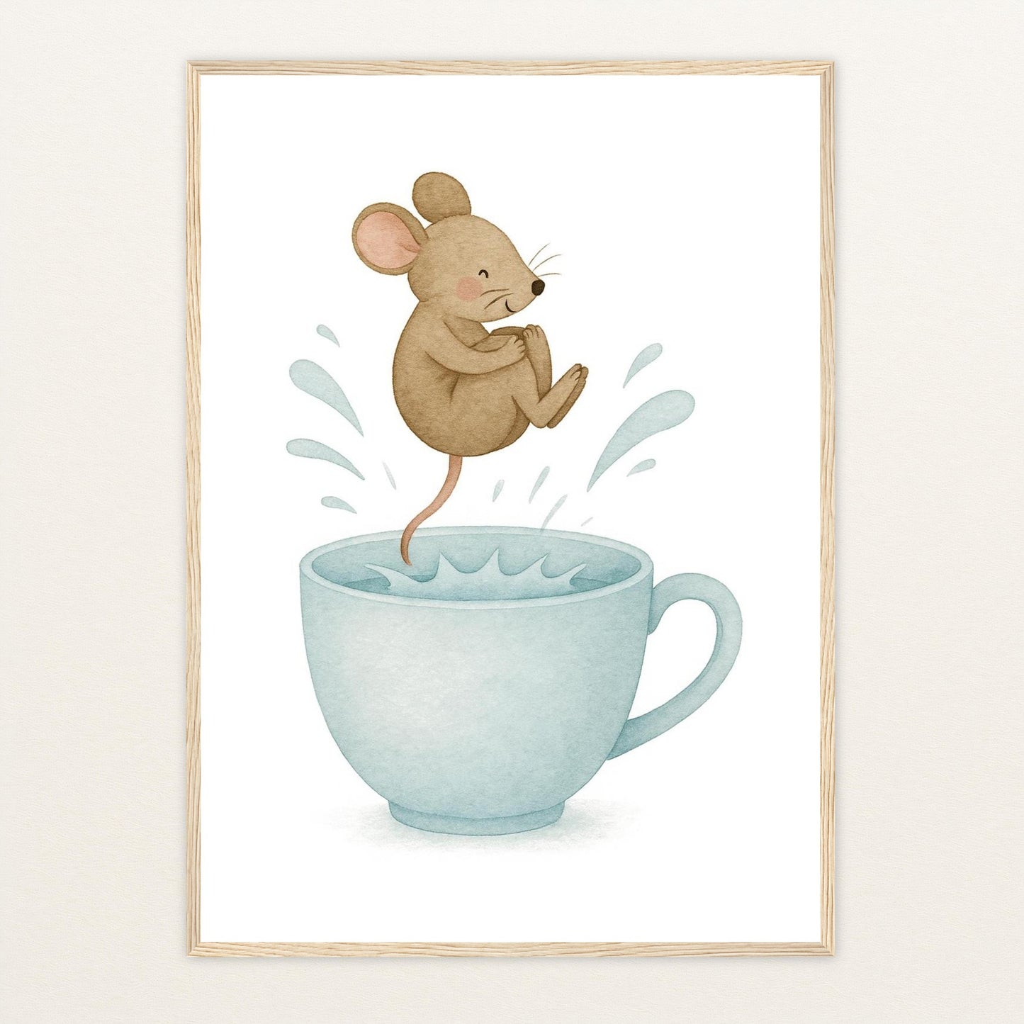 Mimi die Maus - Motiv: "Pool" Poster mit Holzrahmen von tinylearner