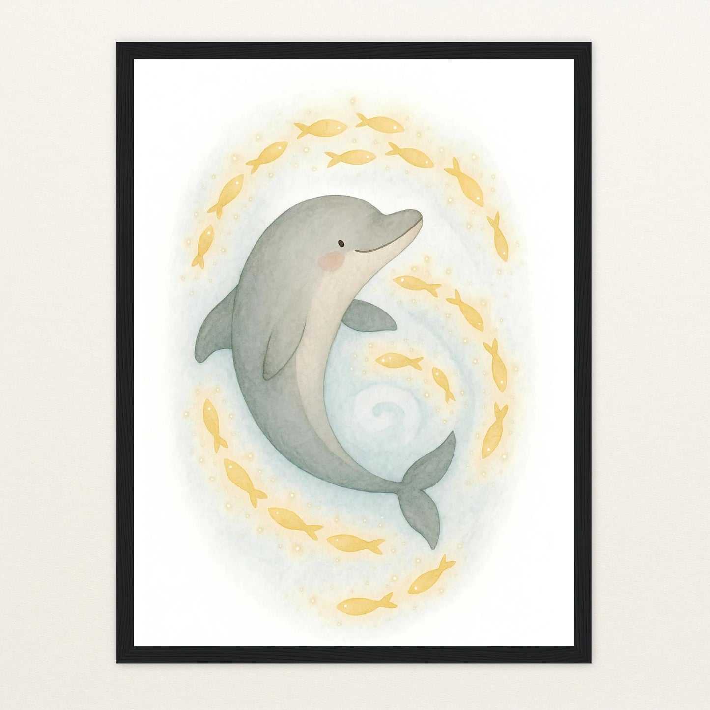 Dora der Delfin - Motiv: "Leuchtfische" Poster mit Holzrahmen von tinylearner