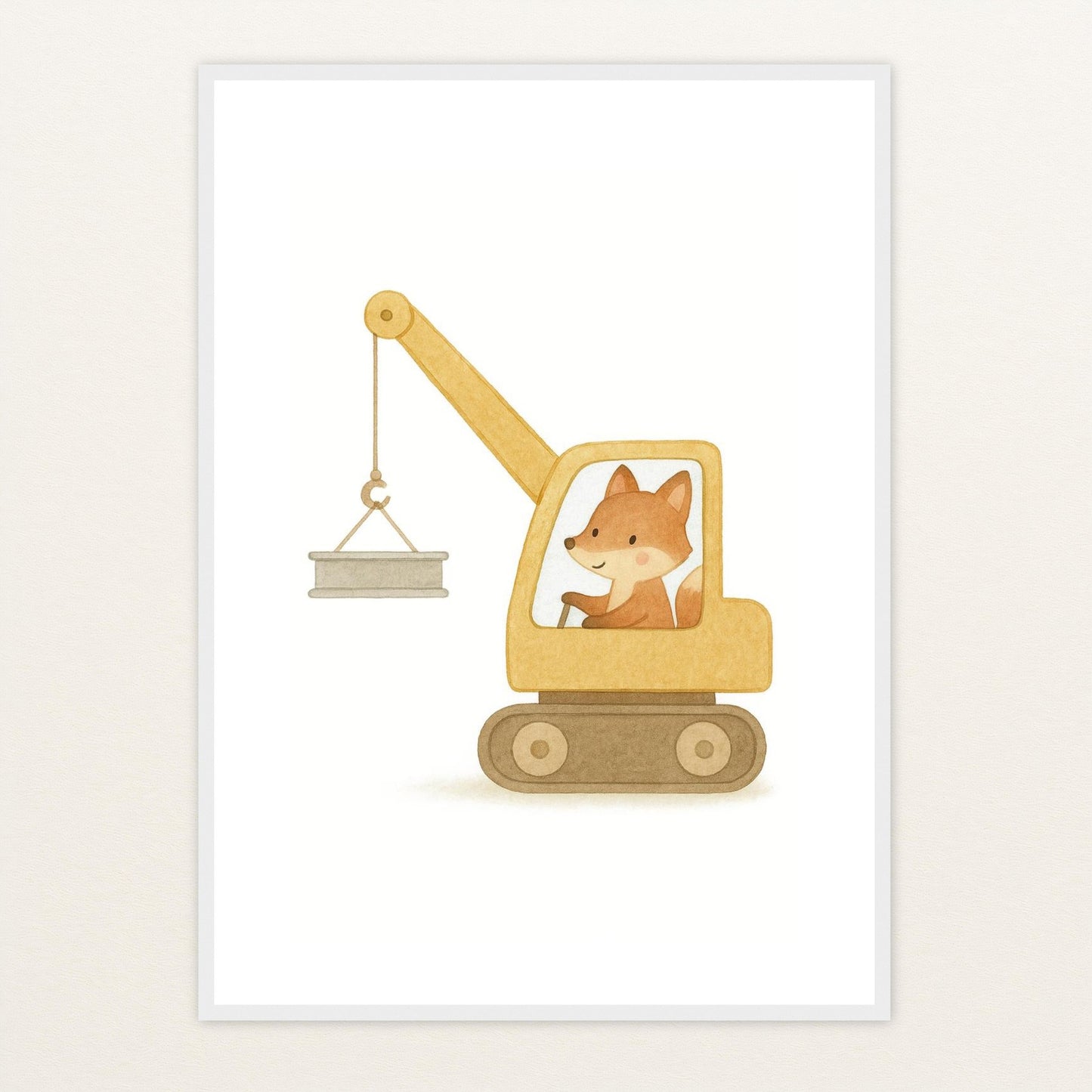 Finnegan der Fuchs - Motiv: "Kran" Poster mit Holzrahmen von tinylearner