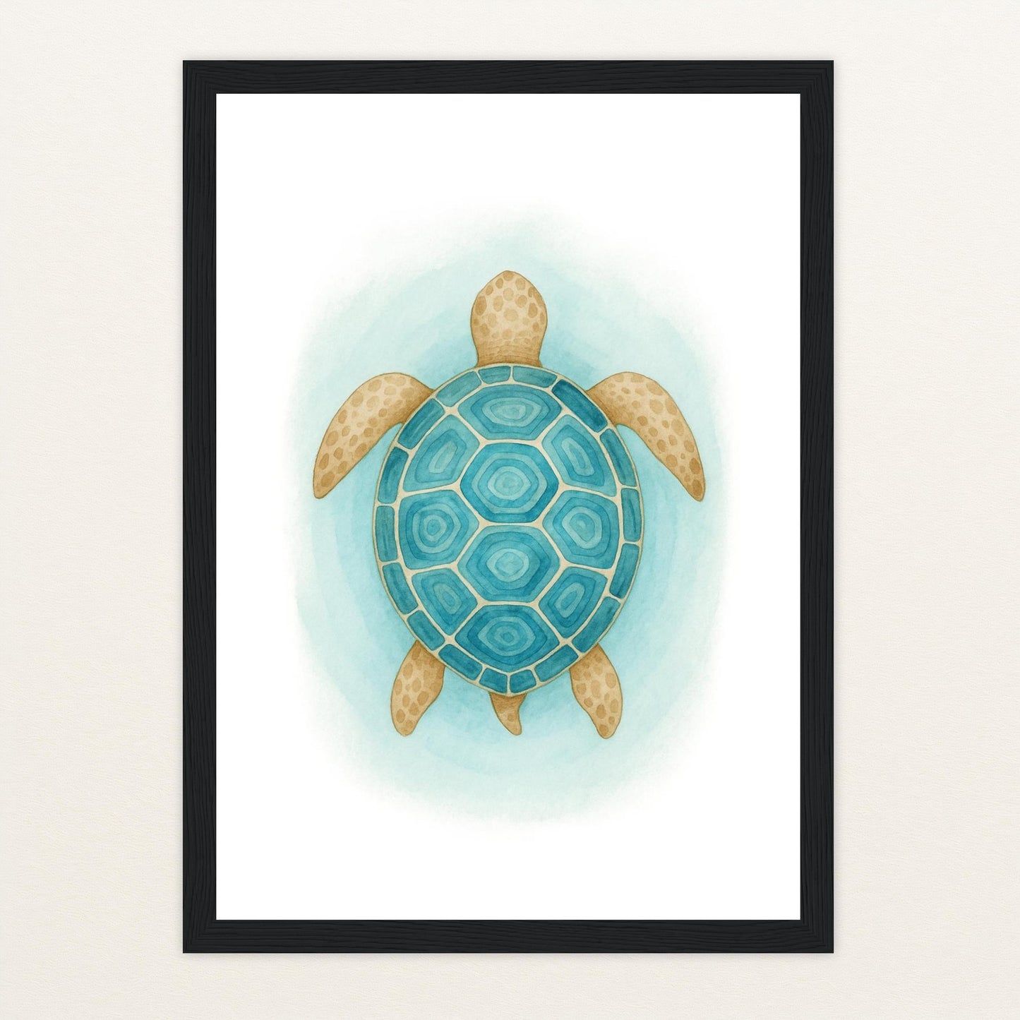 Sora die Schildkröte - Motiv: "Treiben" Poster mit Holzrahmen von tinylearner