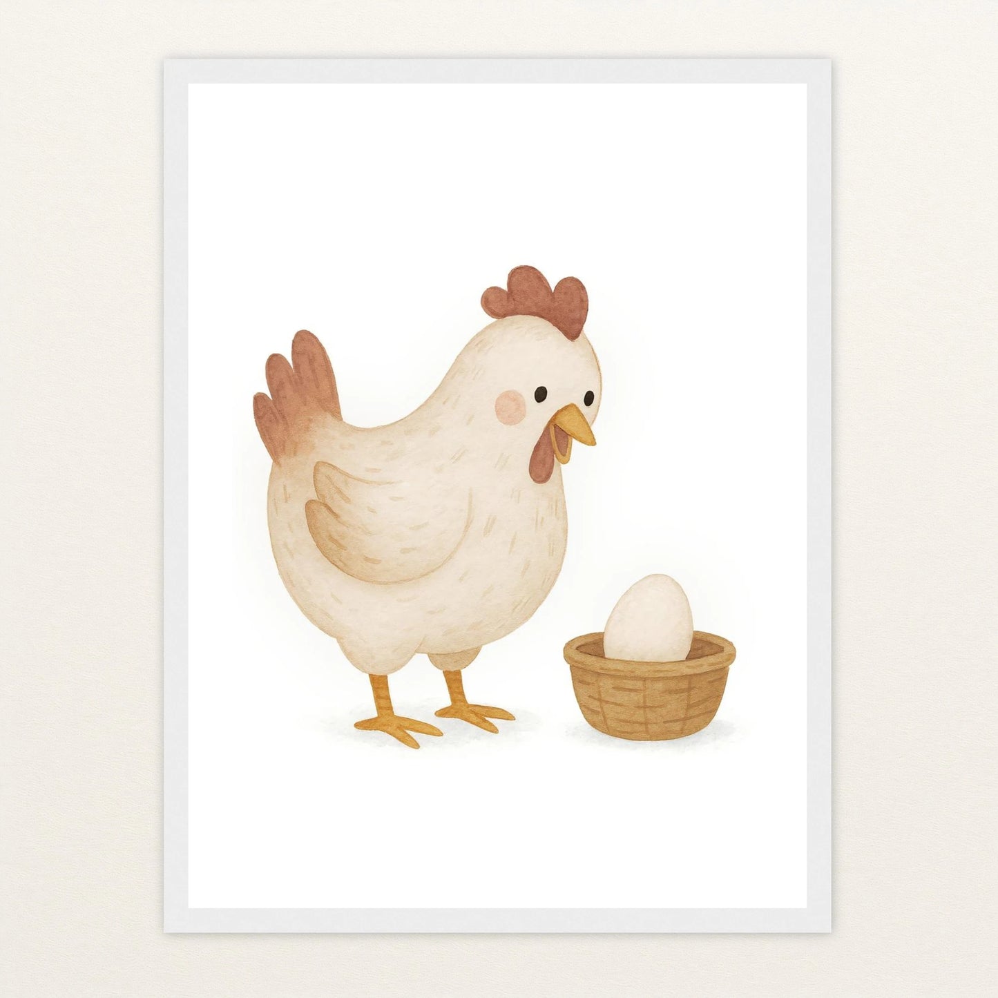 Hanni das Huhn - Motiv: "Ei" Poster mit Holzrahmen von tinylearner