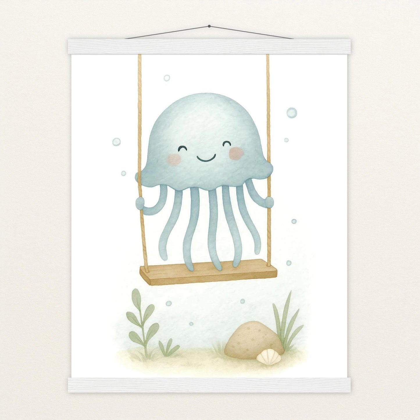 Quinn die Qualle - Motiv: "Schaukel" Poster mit Leisten von tinylearner