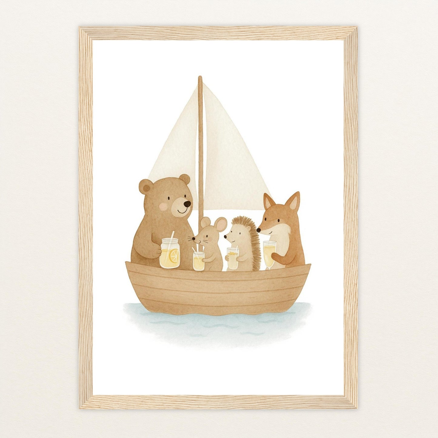Tierfreunde - Motiv: "Segelschiff" Poster mit Holzrahmen von tinylearner