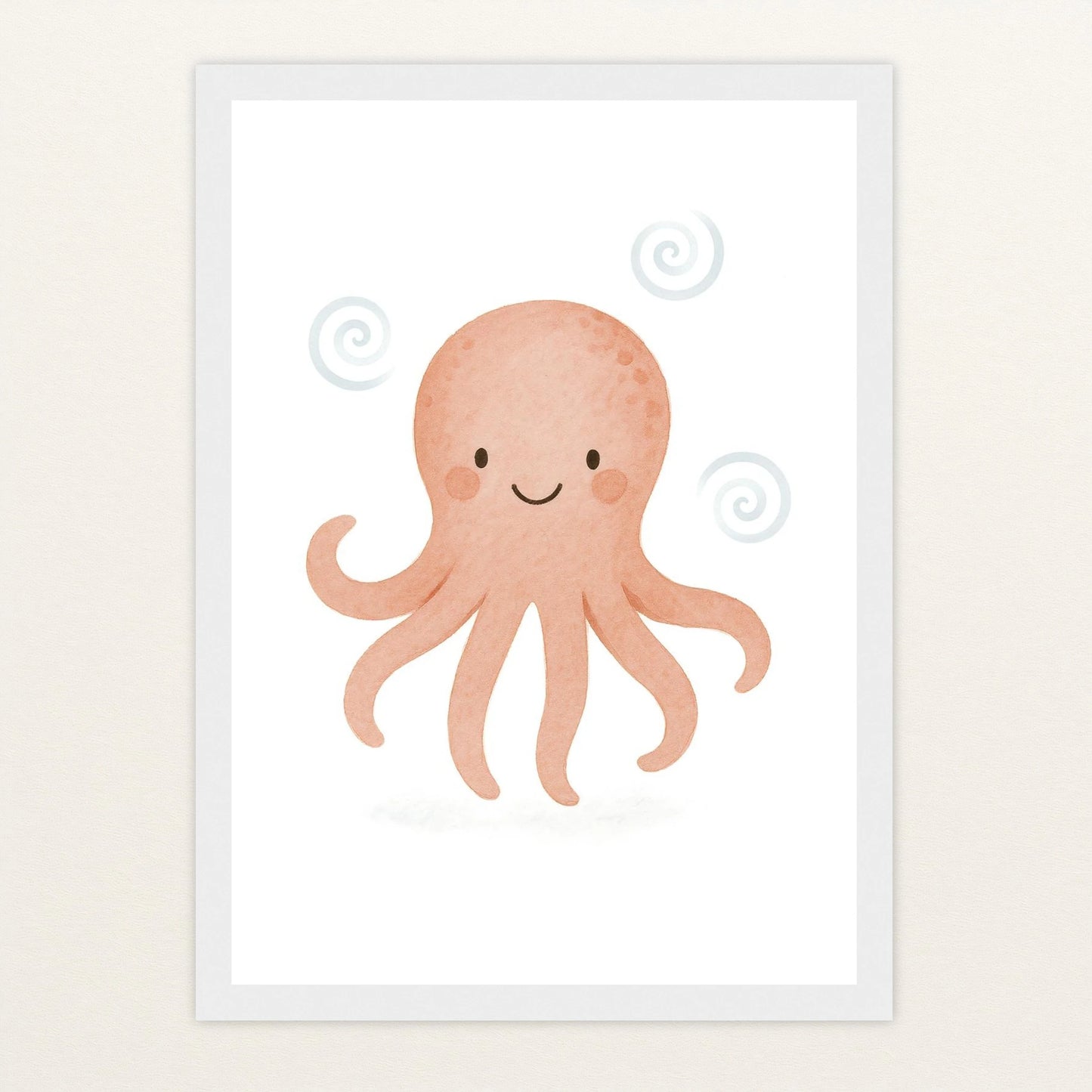 Tilli der Tintenfisch Poster mit Holzrahmen von tinylearner