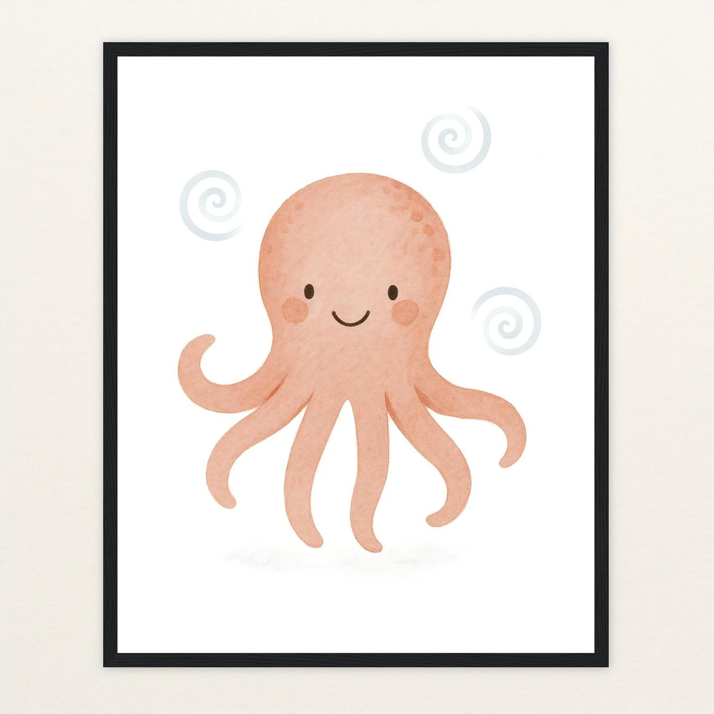 Tilli der Tintenfisch Poster mit Holzrahmen von tinylearner