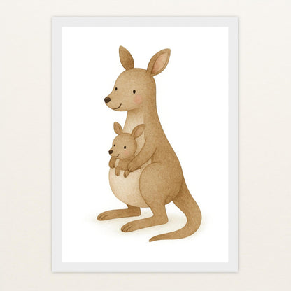 Kängu das Känguru Poster mit Holzrahmen von tinylearner