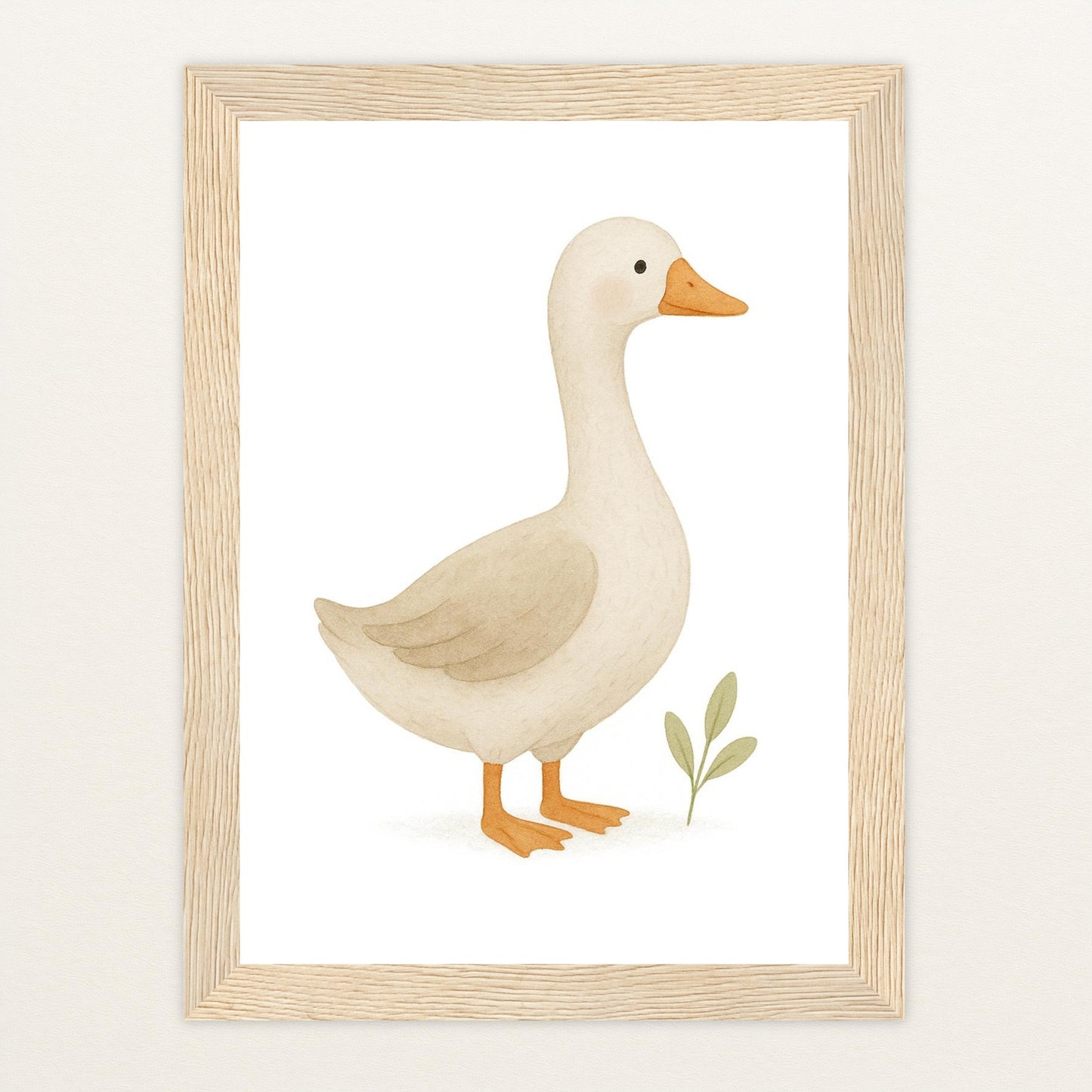 Gusi die Gans Poster mit Holzrahmen von tinylearner