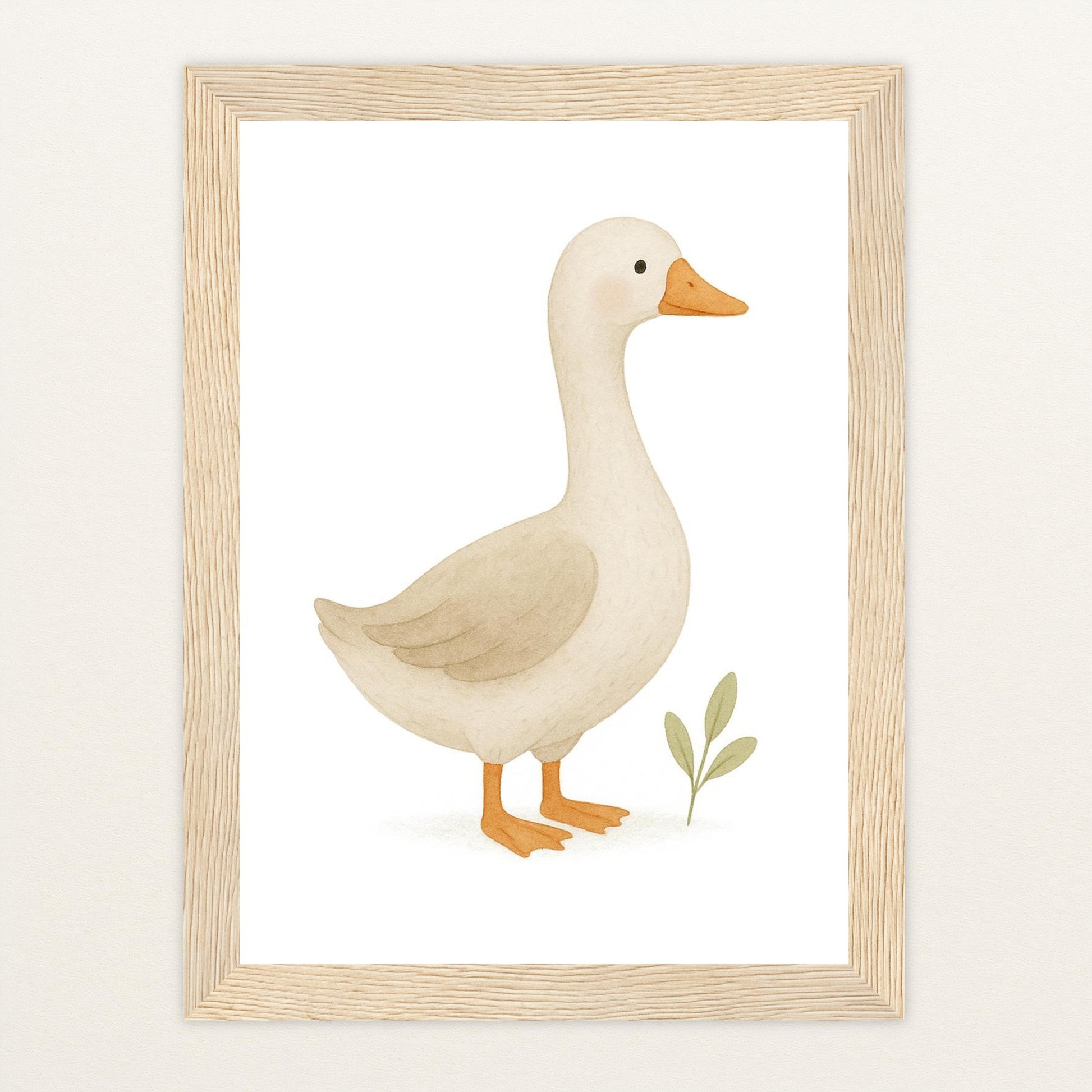 Gusi die Gans Poster mit Holzrahmen von tinylearner