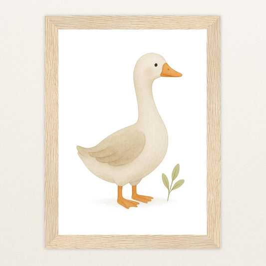 Gusi die Gans Poster mit Holzrahmen von tinylearner