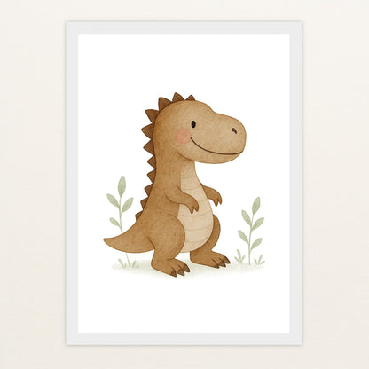 Dinosaurier T-Rex Poster mit Holzrahmen von tinylearner