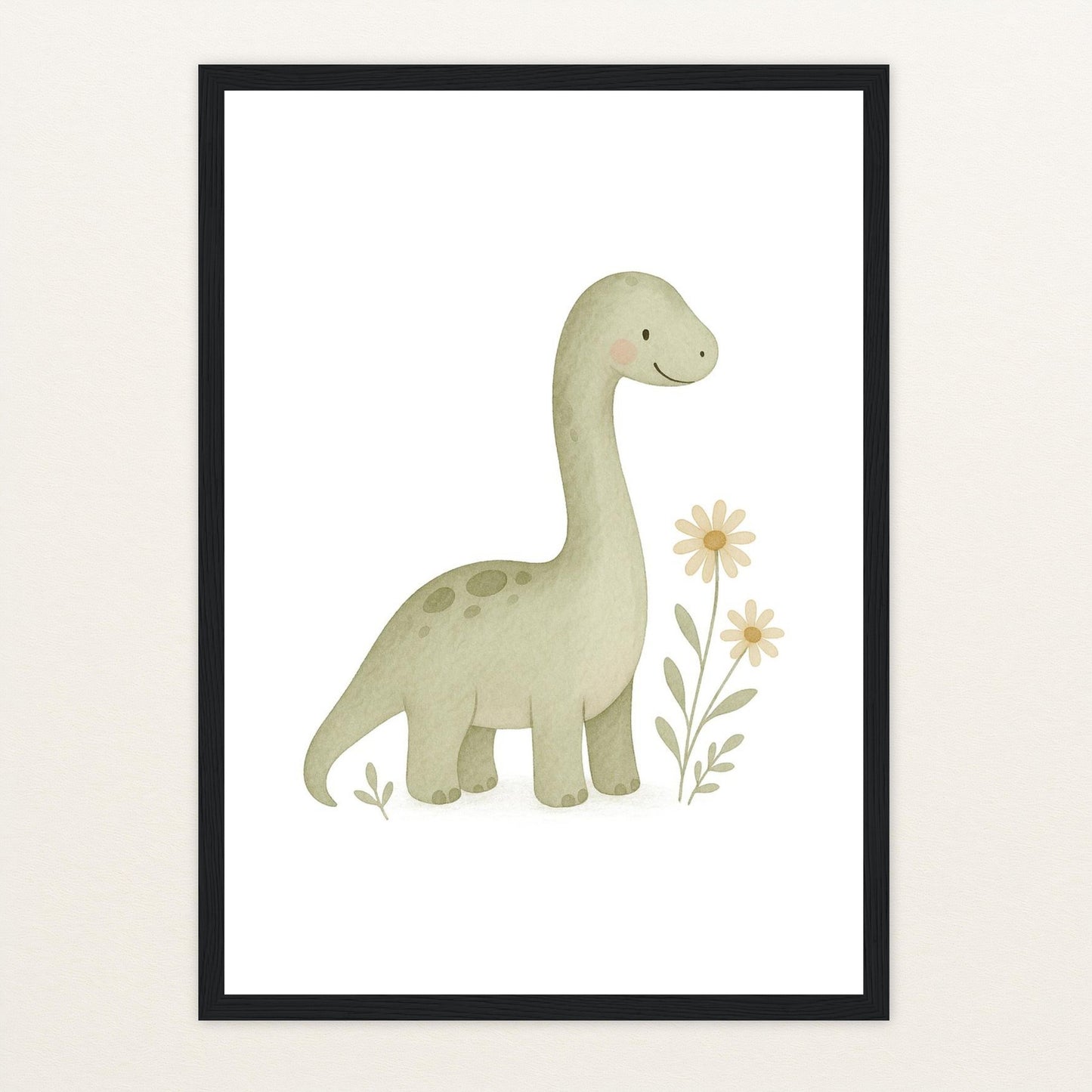 Dinosaurier Brachiosaurus Poster mit Holzrahmen von tinylearner