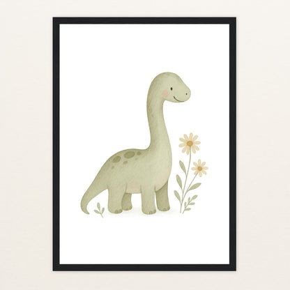 Dinosaurier Brachiosaurus Poster mit Holzrahmen von tinylearner