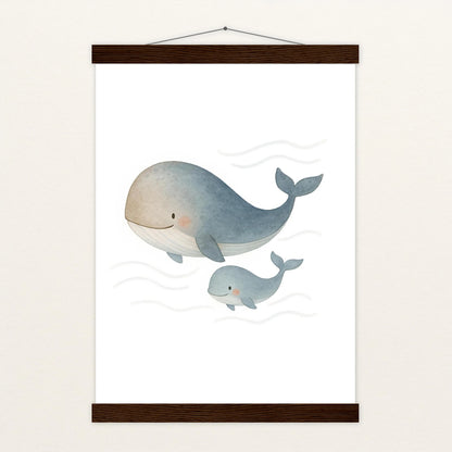 Willi der Wal - Motiv: "Familie" Poster mit Leisten von tinylearner