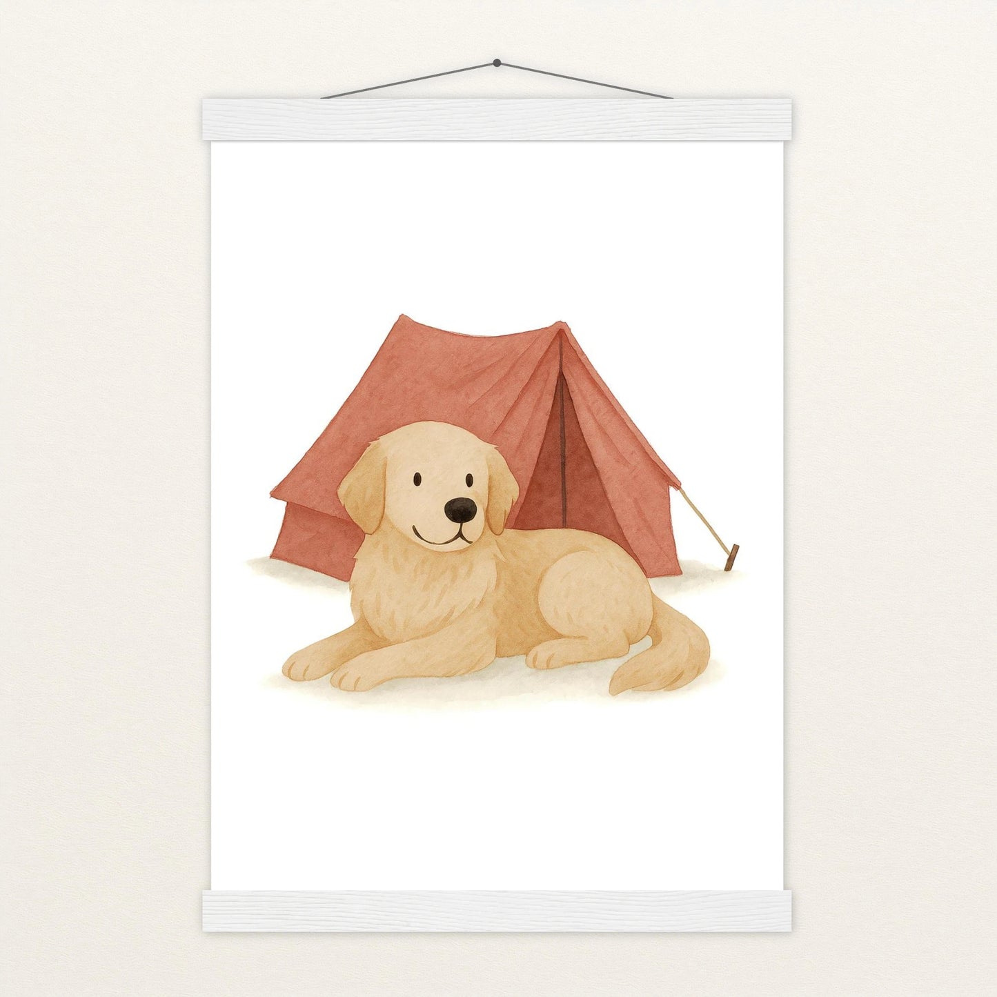 Hugo der Hund - Motiv: "Zelt" Poster mit Leisten von tinylearner