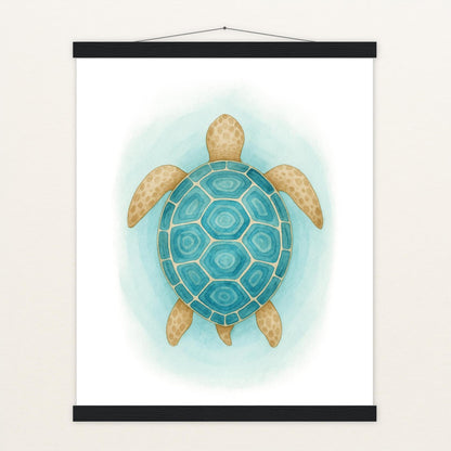 Sora die Schildkröte - Motiv: "Treiben" Poster mit Leisten von tinylearner