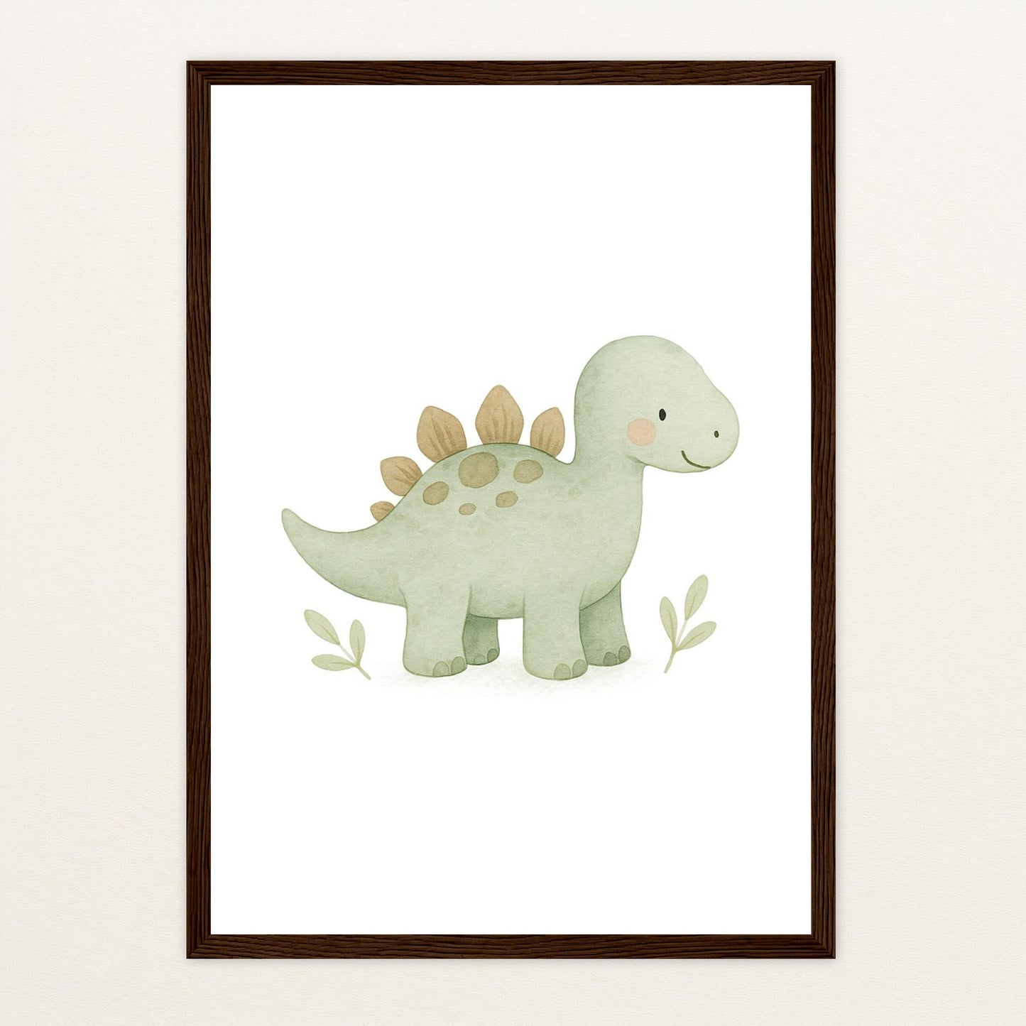 Dinosaurier Stegosaurus Poster mit Holzrahmen von tinylearner