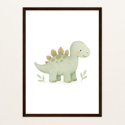 Dinosaurier Stegosaurus Poster mit Holzrahmen von tinylearner