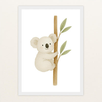 Kori der Koala Poster mit Holzrahmen von tinylearner