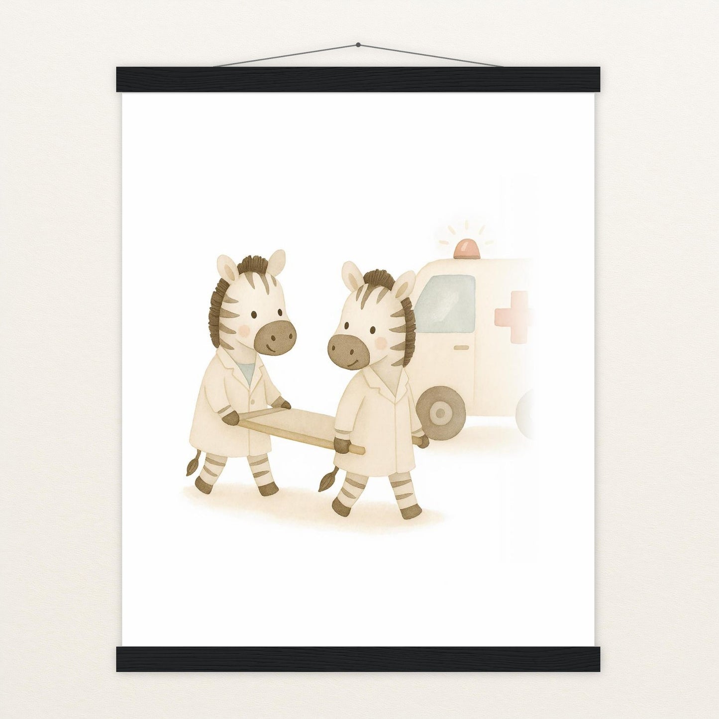 Zinni das Zebra - Motiv: "Krankenwagen" Poster mit Leisten von tinylearner