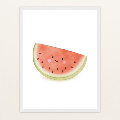 Obst: Melone Poster mit Holzrahmen von tinylearner