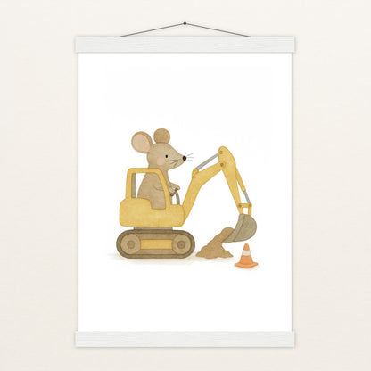 Mimi die Maus - Motiv: "Bagger" Poster mit Leisten von tinylearner