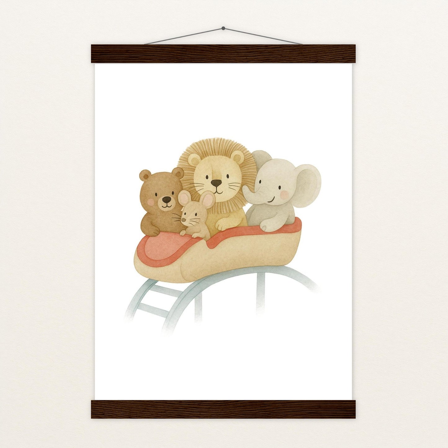 Tierfreunde - Motiv: "Achterbahn" Poster mit Leisten von tinylearner