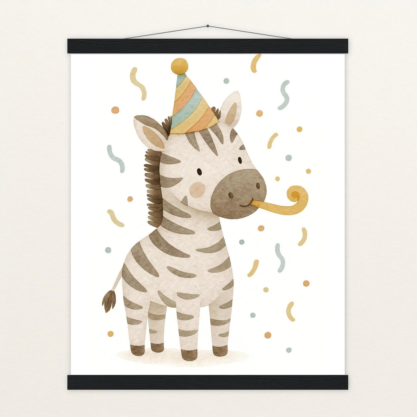 Zinni das Zebra - Motiv: "Party" Poster mit Leisten von tinylearner