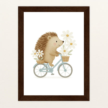 Iggi der Igel - Motiv: "Frühling" Poster mit Holzrahmen von tinylearner