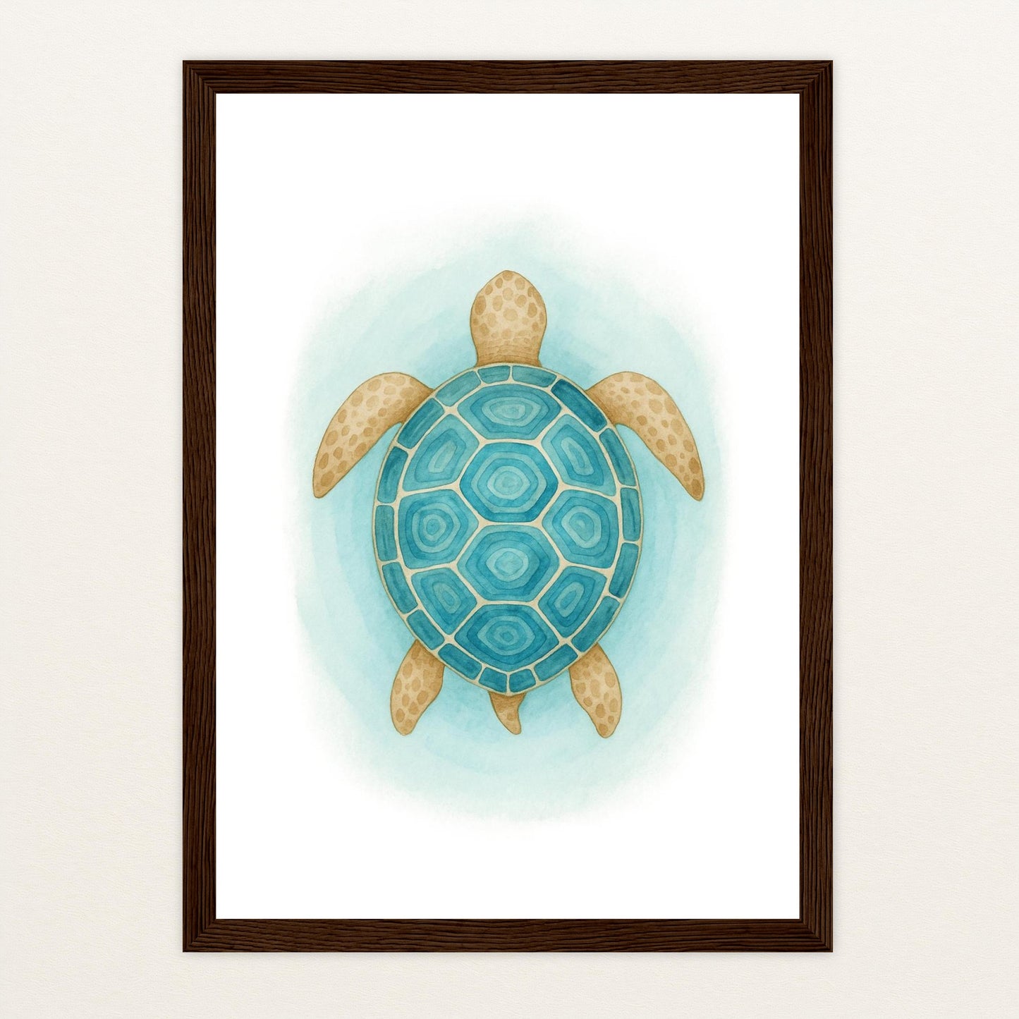 Sora die Schildkröte - Motiv: "Treiben" Poster mit Holzrahmen von tinylearner