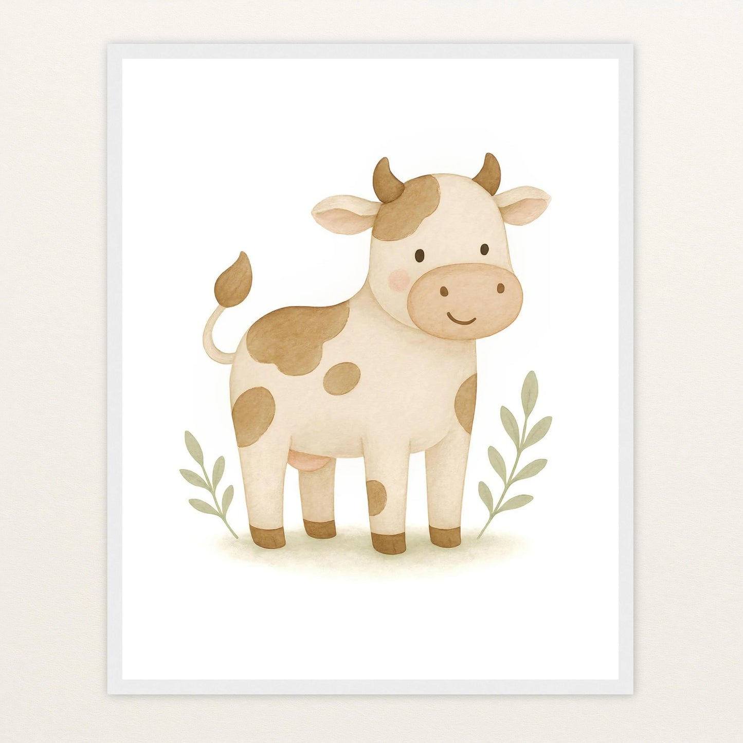 Klara die Kuh Poster mit Holzrahmen von tinylearner