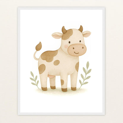Klara die Kuh Poster mit Holzrahmen von tinylearner
