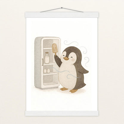 Pia der Pinguin - Motiv: "Eis" Poster mit Leisten von tinylearner
