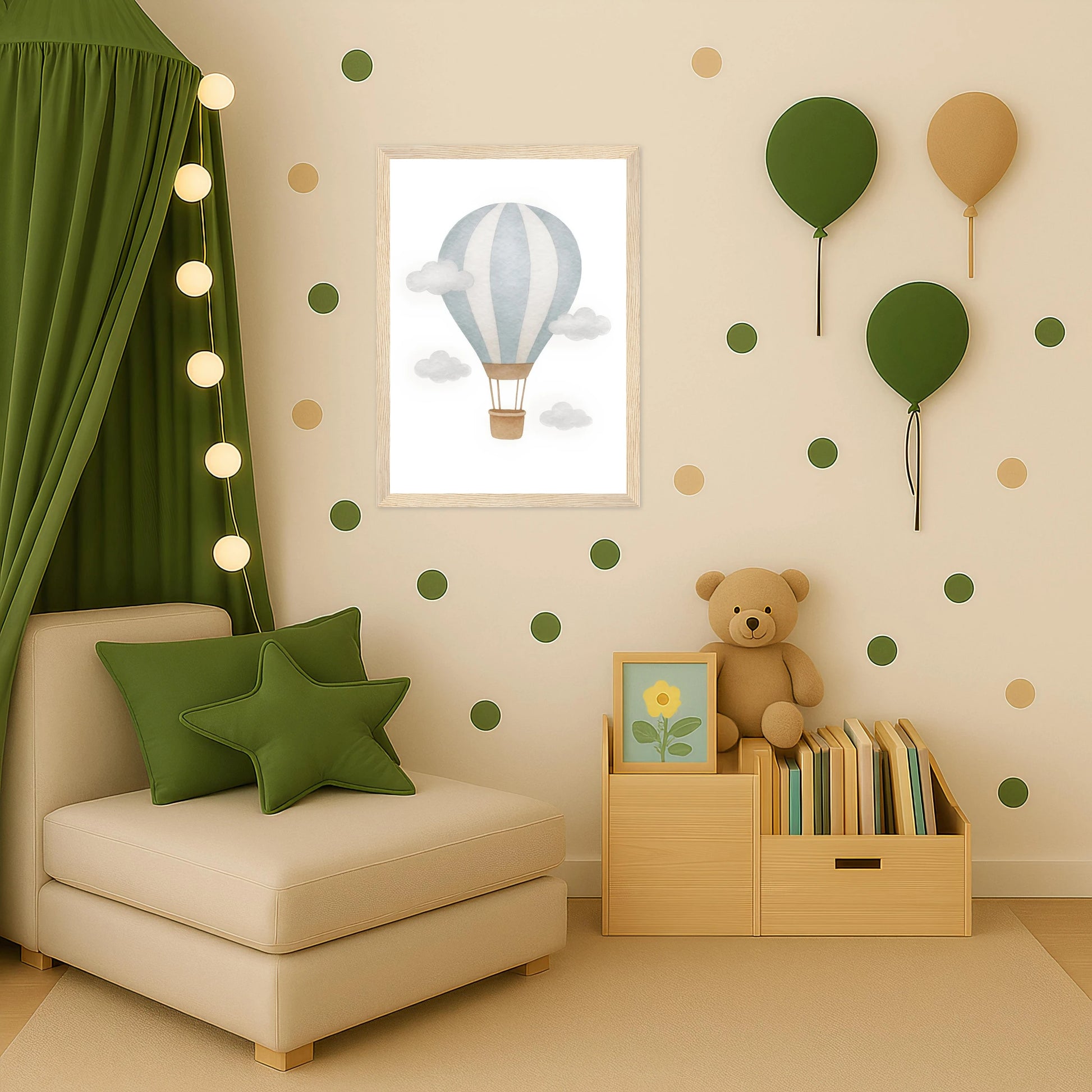 Heißluftballon Poster mit Holzrahmen von tinylearner