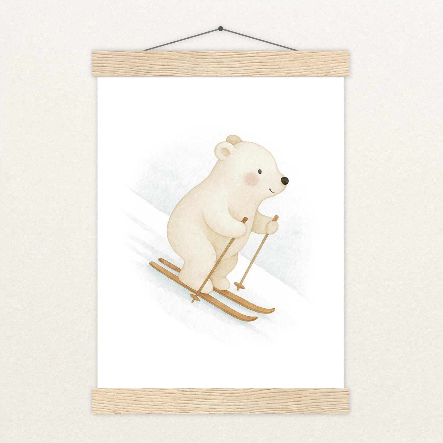 Pummel der Polarbär - Motiv: "Ski" Poster mit Leisten von tinylearner